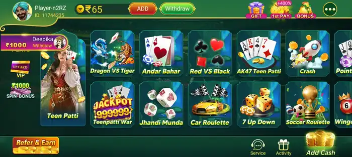 Games Available on the Teen Patti Epic APK